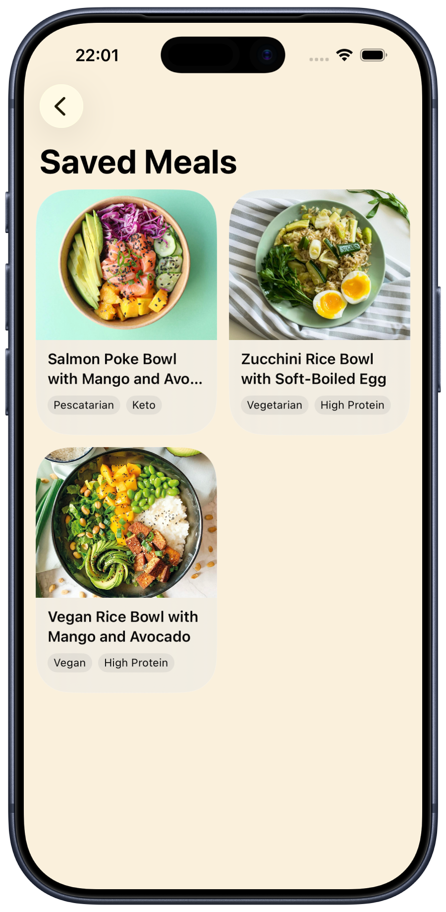 Saved meals collection